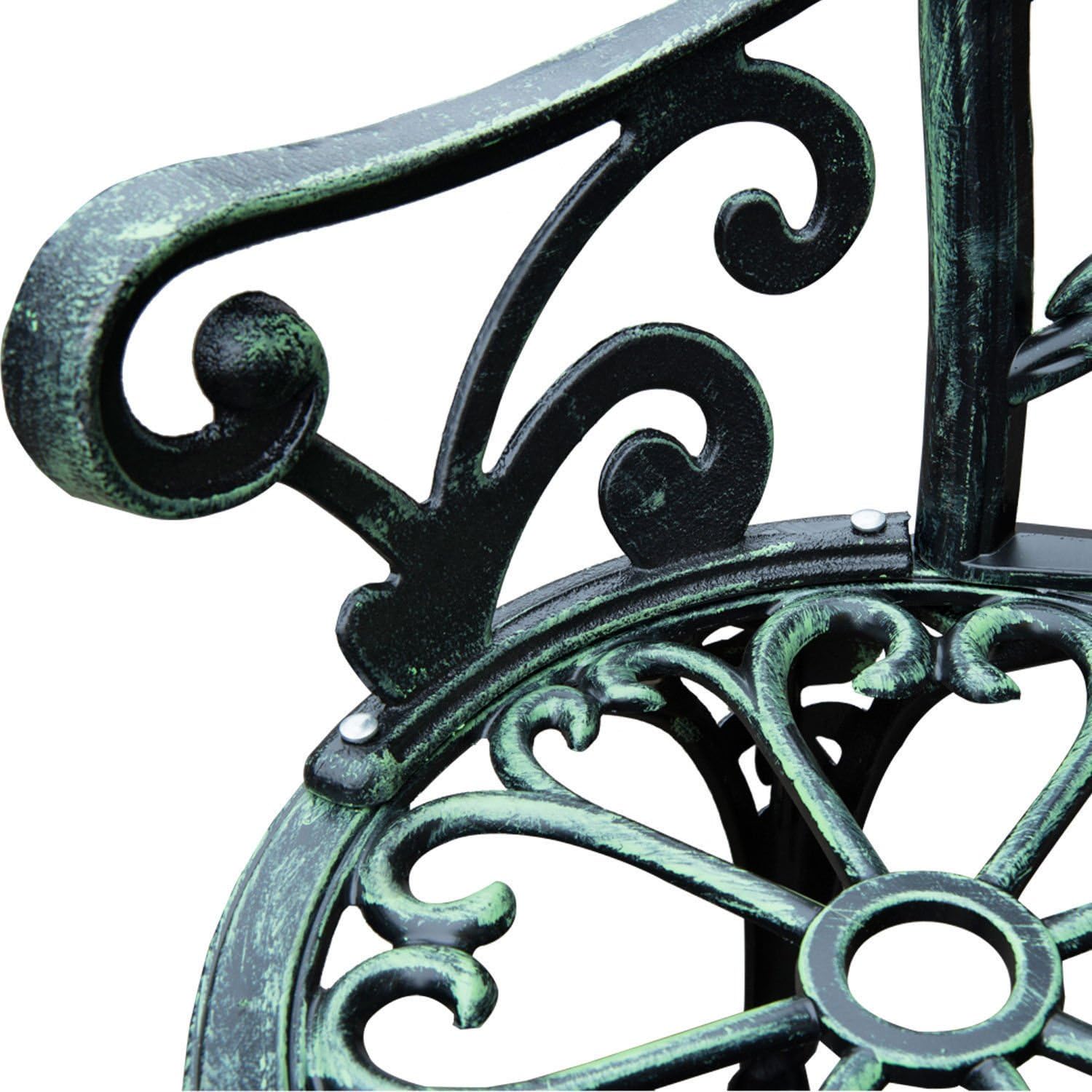 Outsunny 40" Cast Aluminum Antique Rose Style Outdoor Patio Garden Park Bench - Antique Green : Garden & Outdoor