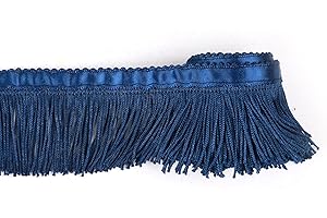 BEL AVENIR Tassel Fringe Trim 6.8 Yard x 2 Inches Sewing Fringe Trim with Blue Ribbon DIY Decoration for Clothes and Home Accessories(Navy)