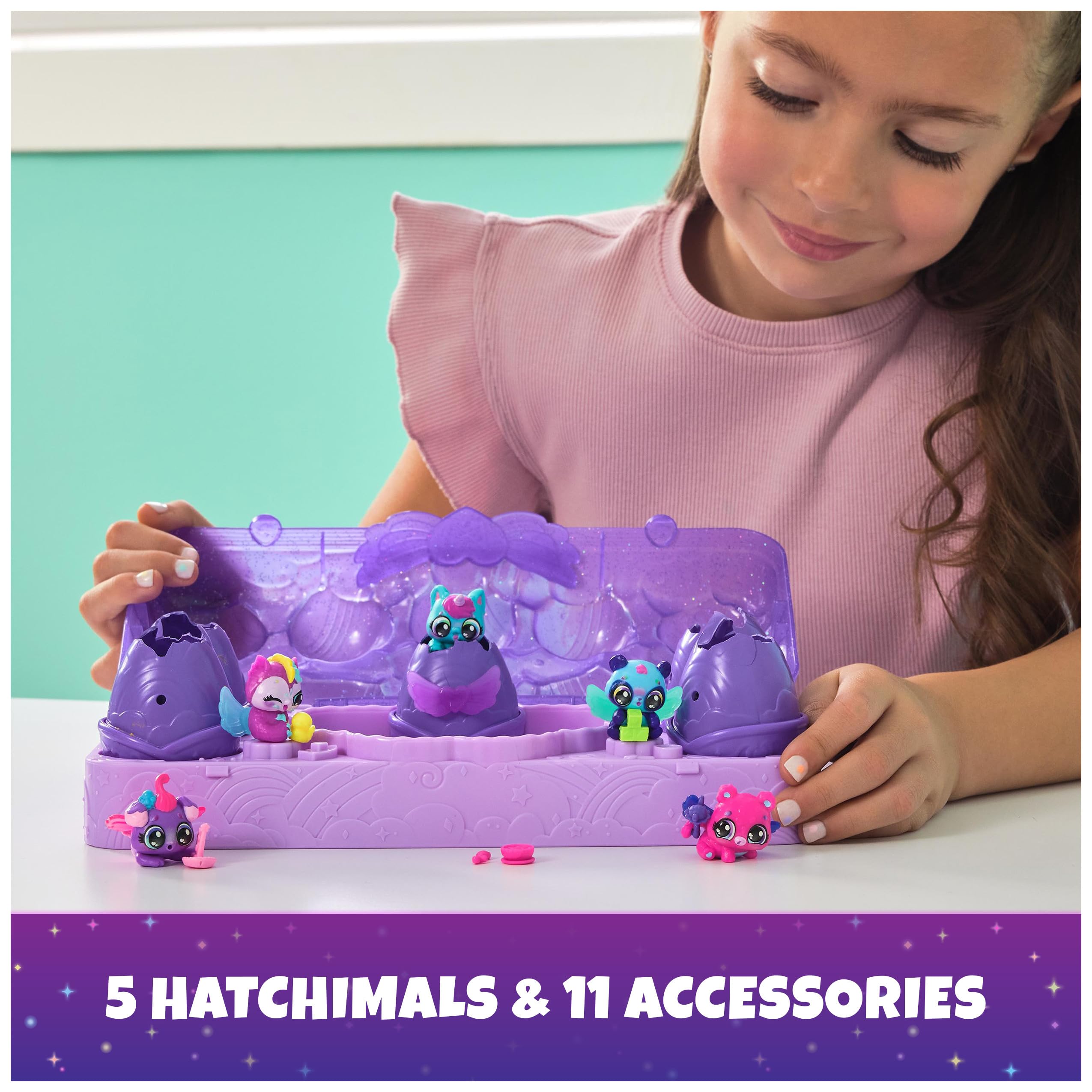 Hatchimals Alive, Neon Rainbow Egg Carton Toy with 5 Mini Figures in Color Reveal Eggs & 11 Accessories, Gifts & Stocking Stuffers for Girls & Boys Ages 3 & up