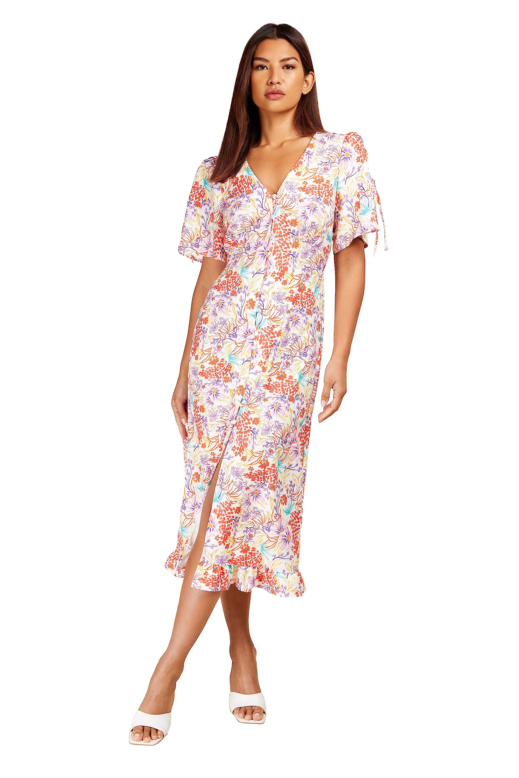 Floral Button Detail Midi Dress, 16 Multi