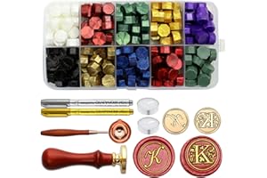 Letter Wax Seal Stamp Kit, Andotopee Wax Seal Kit Initial Alphabet K Sealing Wax Stamp Head 2pcs, Vintage Monogram Wax Stamp 