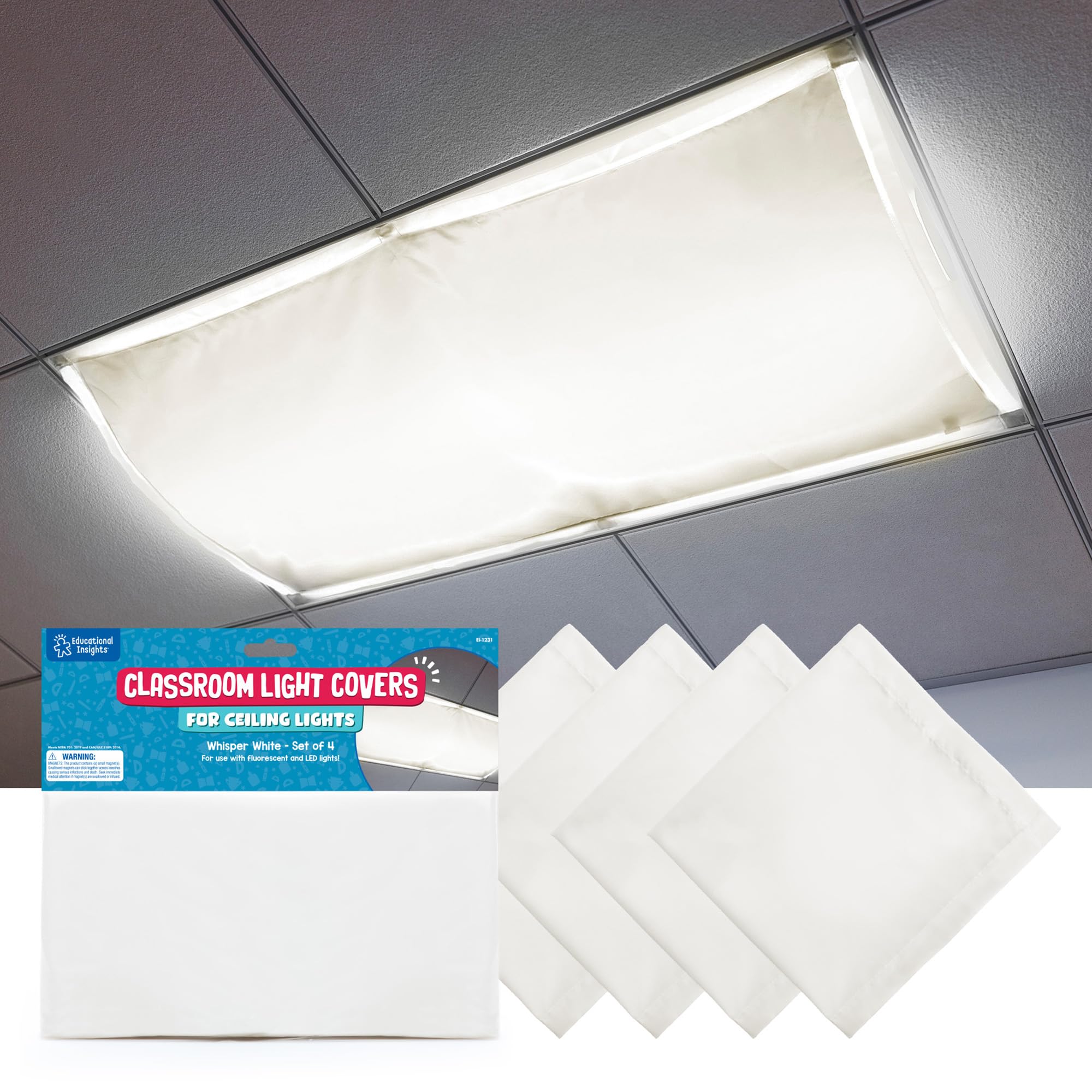 Classroom Light Filters, Whisper White, Set of 4
