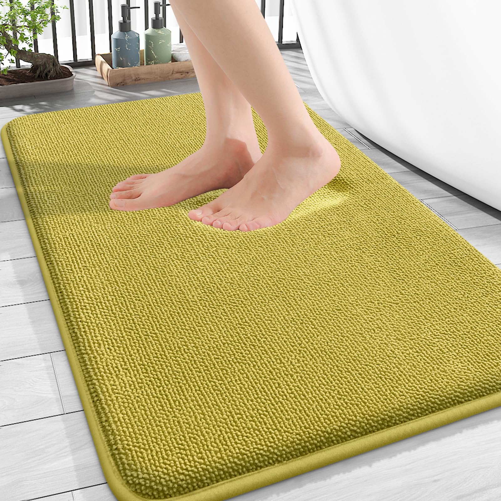OLANLY Thick Memory Foam Bath Mat Rug 30x20, Extra Soft Absorbent Bathroom Rug, Quick Dry Bath Mat, Non-Slip, Machine Washable Carpet for Bathroom, Tub and Shower, Home Decor Accessories, Deep Mustard Image OLANLY Thick Memory Foam Bath Mat Rug 30x20, Extra Soft Absorbent Bathroom Rug, Quick Dry Bath Mat, Non-Slip, Machine Washable Carpet for Bathroom, Tub and Shower, Home Decor Accessories, Deep Mustard Image