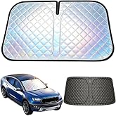 Foldable Windshield Sunshade | 5-Layer Laser Reflective Oxford Fabric Car Sun Shade with Steel Frame | UV Protection Heat Shield Sun Visor | Keeps Interior Cool &amp; Protects Dashboard L(58 * 31 inch)