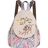 HUANGGUOSHU Backpacks For Women Sling Backpack Casual Canvas Backpack Adjustable Carry For Girl Boho Hand-Woven Exquisite Knitting Backpack With Lots Of Pockets Gift For Young Adult Women…