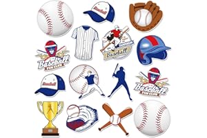 AnyDesign 48Pcs Baseball Cutouts with 100Pcs Glue Points Baseball Party Theme Paper Cutouts Softball Paper Cutting Sports Versatile Bulletin Board Decor for Baseball Themed Birthday Party Favor