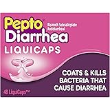 Pepto Diarrhea Liquicaps, Bismuth Subsalicylate, Anti-Diarrhea, Kills Bacteria to Relieve Diarrhea, 48 Liquicaps