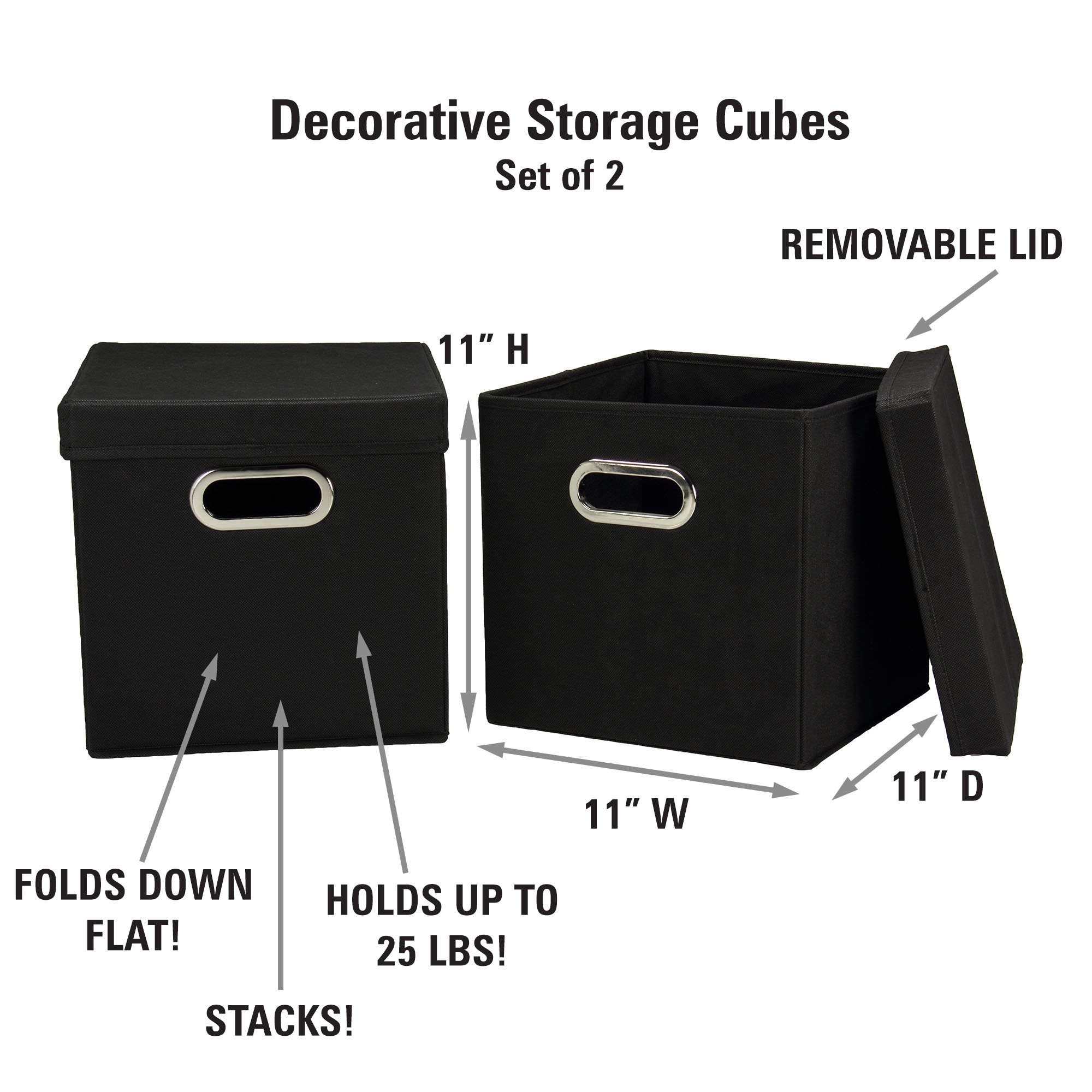 Household Essentials 341 Decorative Storage Cube Set with Removable