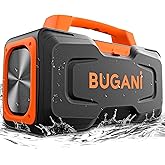 BUGANI Bluetooth Speaker, 80W Powerful Portable Wireless Speaker IPX7 Waterproof, Outdoor Loud Speakers with Handle 24H Playtime, Support Microphone AUX USB Suitable for Party, Pool, Singing