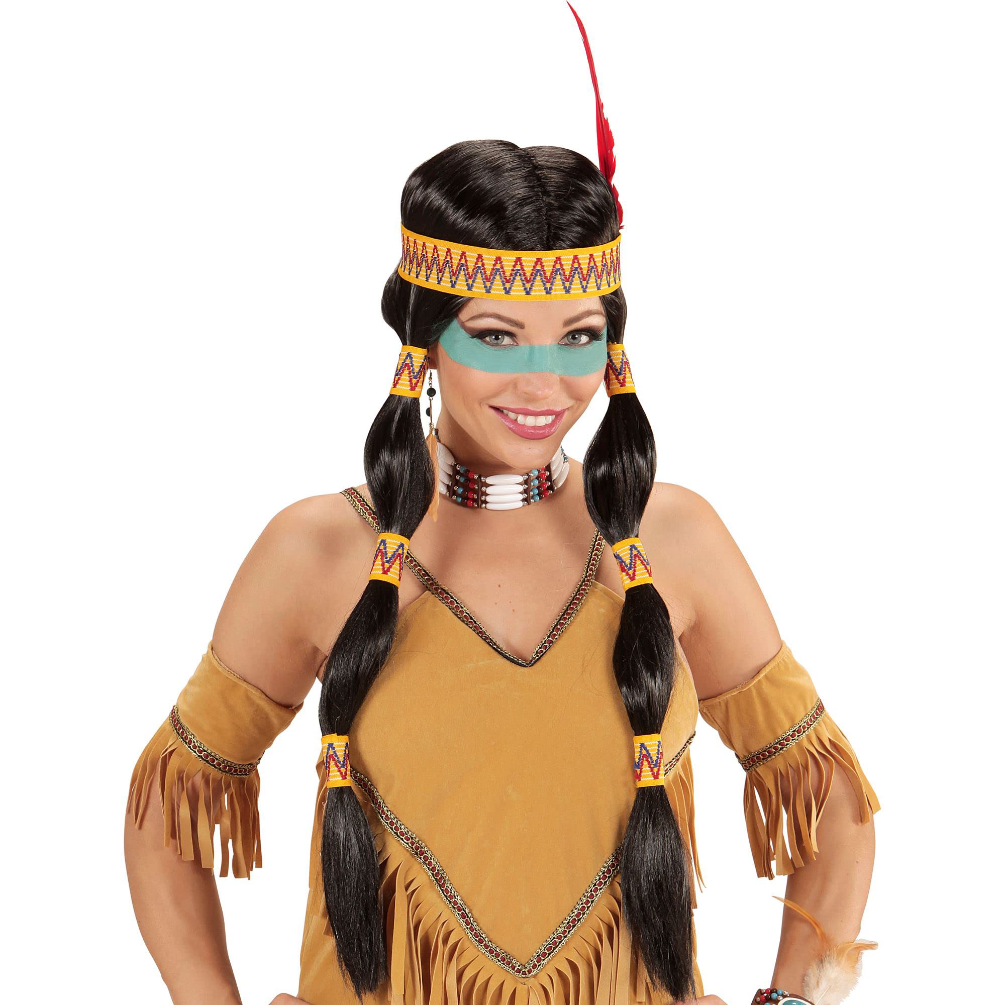Widmann wdm93332 ? Indian Squaw Wig With Head Band and Feather, Black, One Size