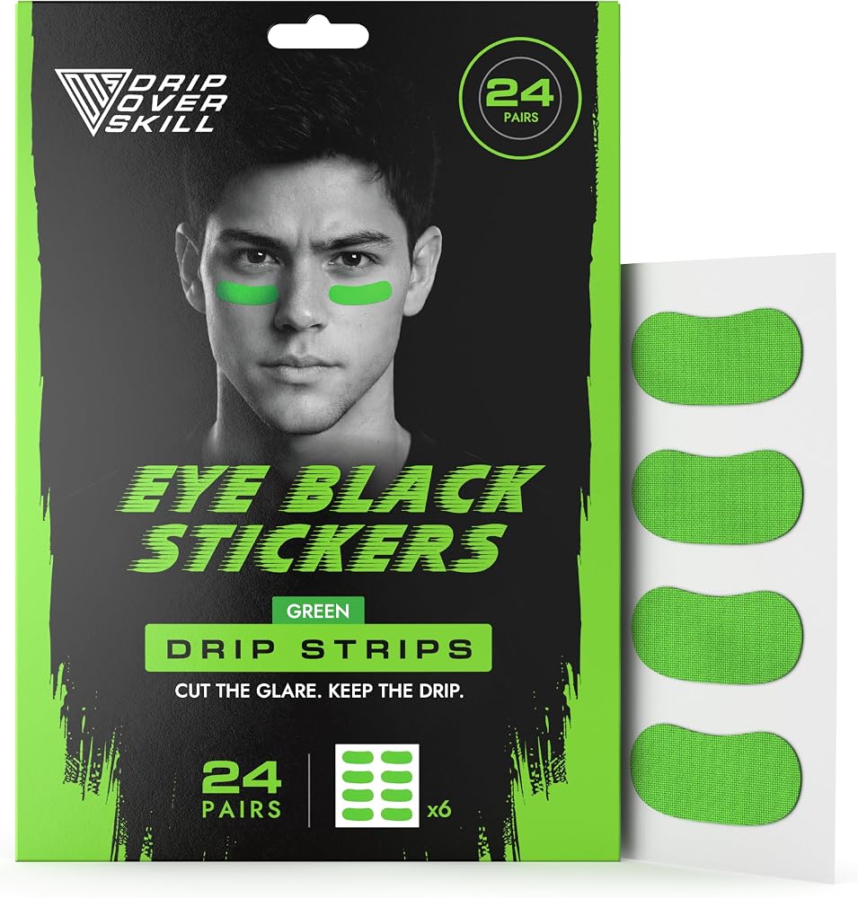 DRIP Strips Pro-Grade Eye Black Stickers, 24 Pairs, Natural Flex & Stretch Eye Black Face Strips, Breathable, Sweat-Proof, Ey