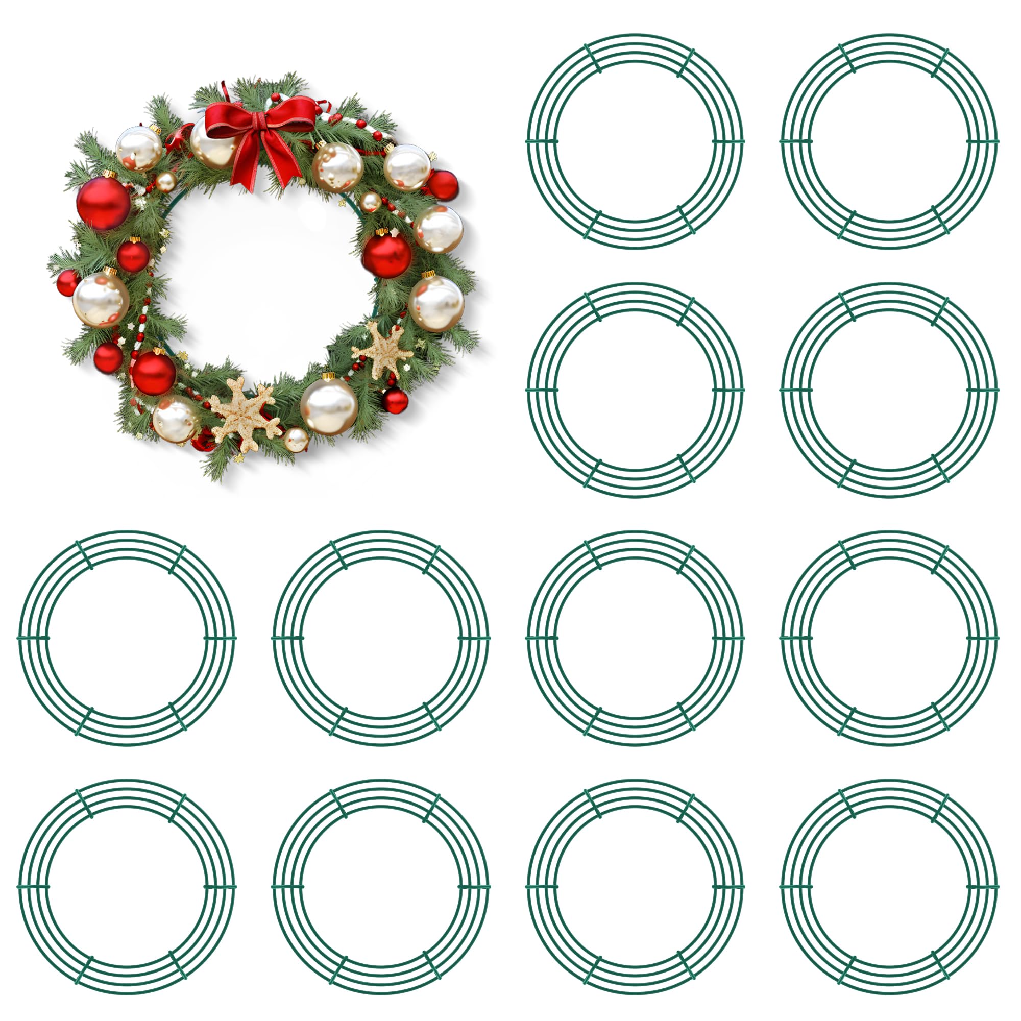 Thealyn 12 Pack 30cm Metal Wreath Frame Wire Wreath Rings for Christmas New Year Party Home Decor Crafts Supplies (12 Inch)