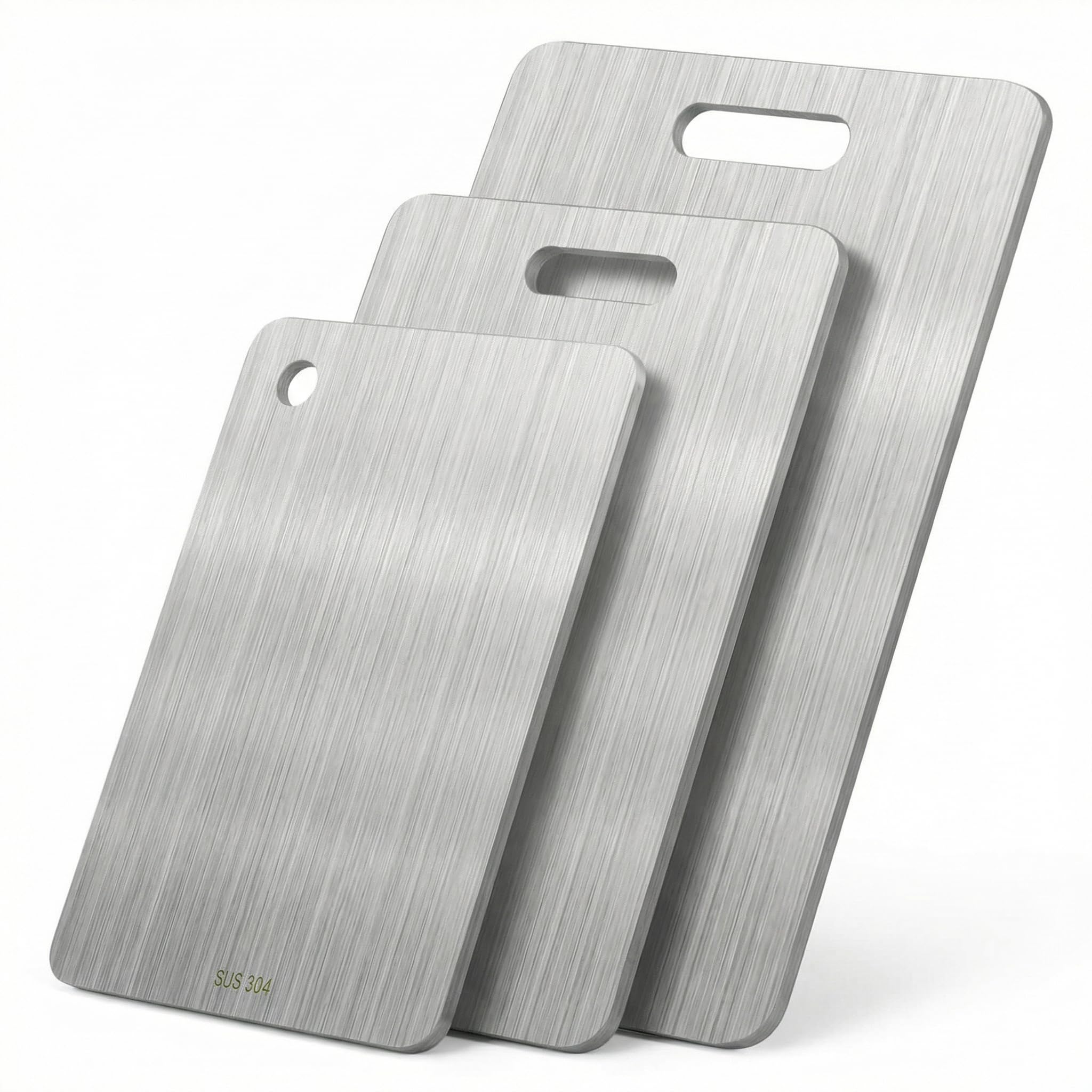 Photo 1 of 3Pcs Stainless Steel Cutting Board Set, Double Sided Thick Chopping Boards, Metal Kitchen Board for Home Cooking Camping and Picnic