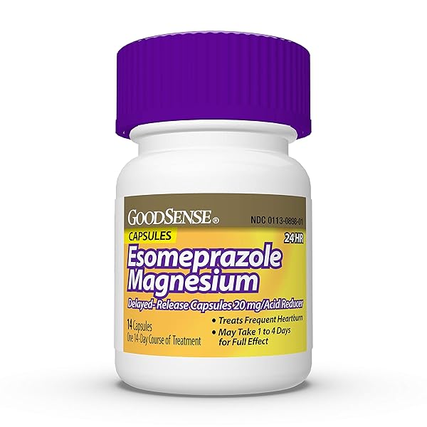 ESOMEPRAZOLE MAGNESIUM DELAYED RELEASE CAPSULES 20 MG, PROTON PUMP INHIBITOR (PPI) FOR 24 HOUR FREQUENT HEARTBURN TREATMENT, 14 COUNT