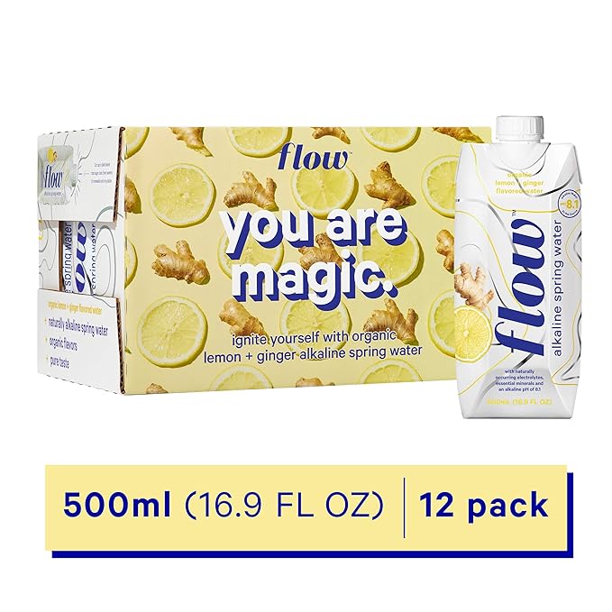Flow Alkaline Spring Water Organic Lemon Ginger 100 Natural Alkaline Water Ph 81 Electrolytes Essential Minerals Eco Friendly Pack 100
