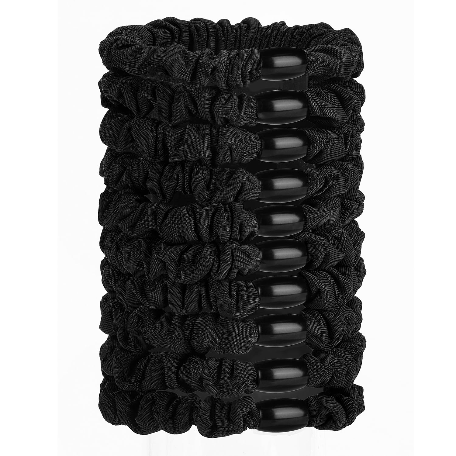 JessLab Scrunchy Hair Ties, 10 Pcs Silk Satin Hair Ties Ponytail Holders Gentle Elastic No Damage Scrunchies Hair Bands Stretchy Hair Accessories for Girls Women Ladies, Black