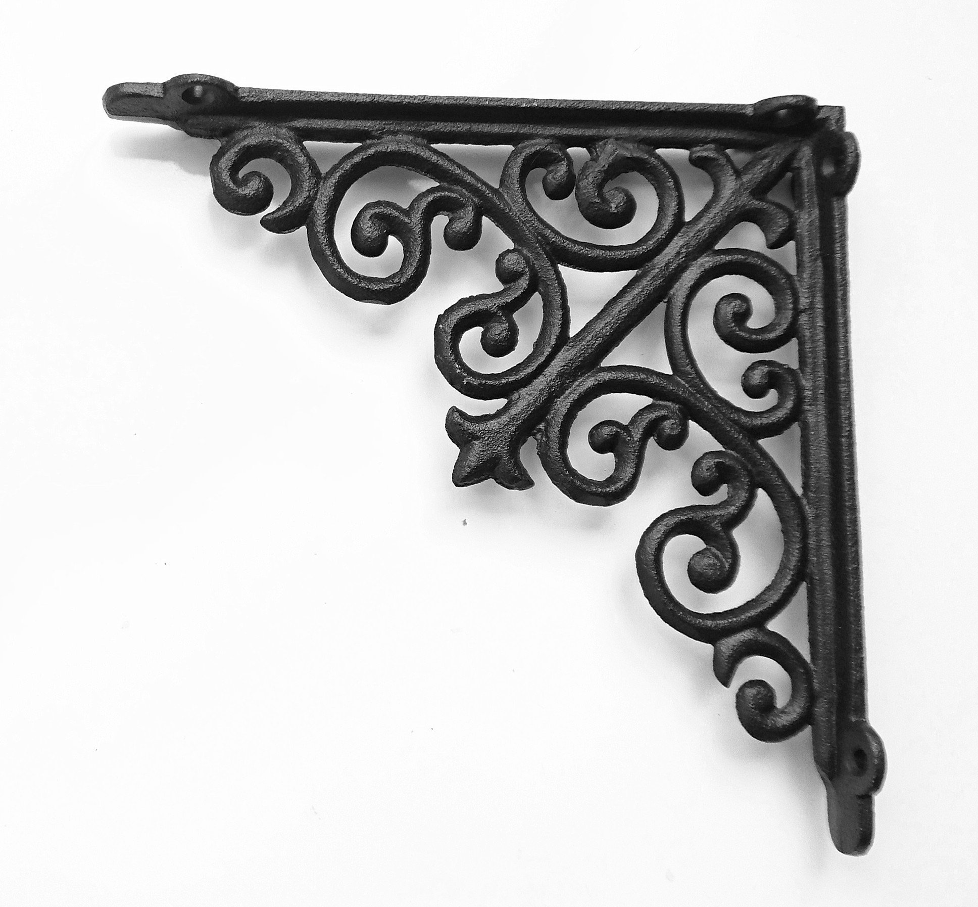 Spring life Cast Iron Ornate Shelf Bracket 20.5cm x 20.5cm in 3 colours (Black)