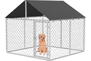 Moonlight Manor Outdoor Dog Enclosure Heavy Duty Dog Kennel House Mesh Dog Big Cage Pet Kennel Steel Fence with Secure Lock