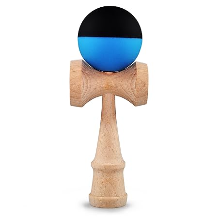 Ganzoo Kendama aus echtem Buchen-Holz, Original Japanisches traditionelles Holz-Spielzeug, Modell: blau schwarz, Kugel-Spiel,