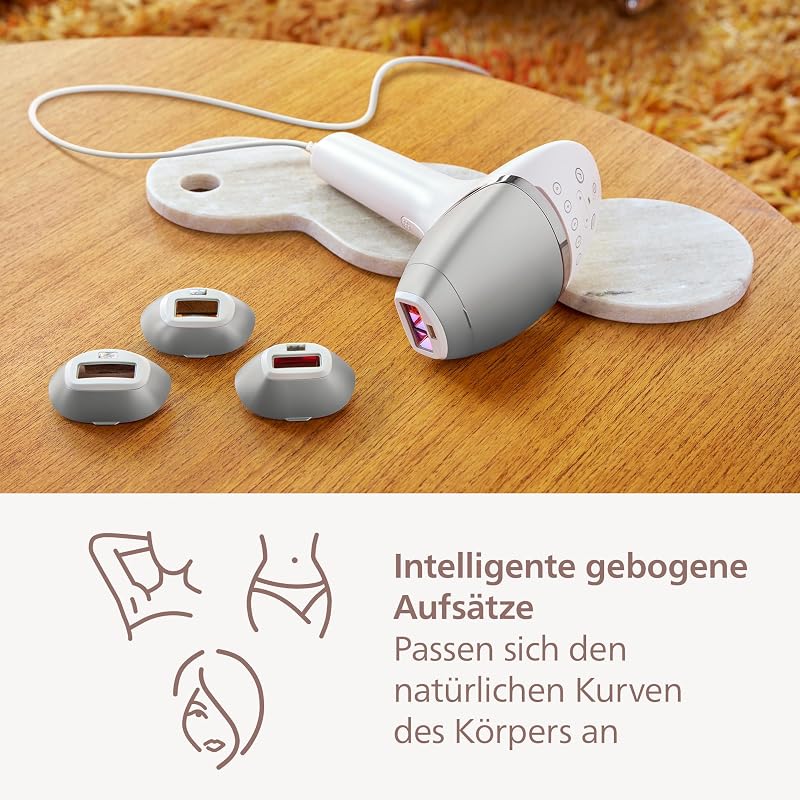 Lumea IPL 8000 Series - IPL Geräte Haarentfernung für bis zu 2 Jahre seidig-glatte Haut¹ mit 3 Aufsätzen für Körper & Gesicht, Alternative zur Laser-Haarentfernung (BRI946/00)