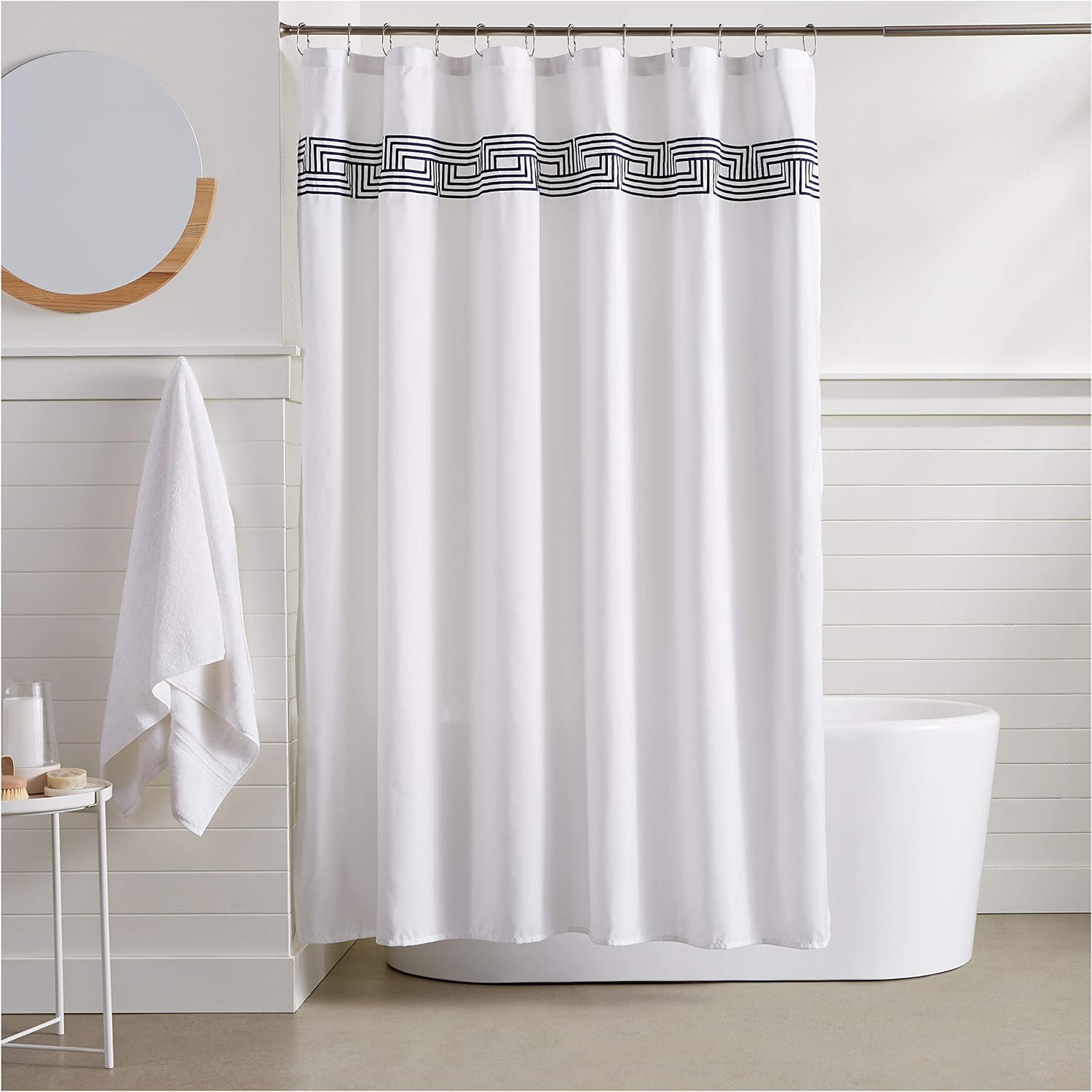 Amazon Com Amazonbasics Athena Embroidered Shower Curtain 72