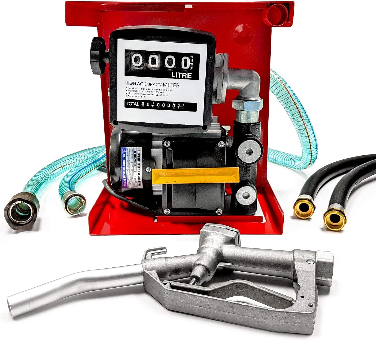 Biltek 110V Electric Fuel Transfer Pump Includes a Meter, Nozzle