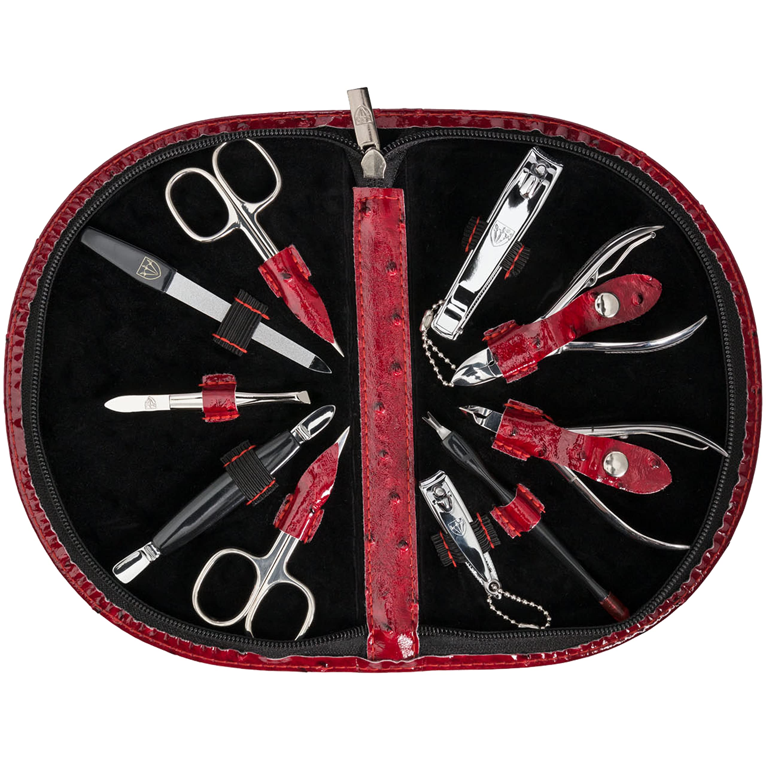 3 Swords Germany - brand quality 10 piece manicure pedicure grooming kit set for professional finger & toe nail care scissors clipper fashion leather case in gift box, Made by 3 Swords (2412)