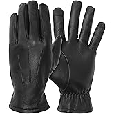 Pratt and Hart Gondola Men’s Black Leather Gloves w/Thinsulate (Touchscreen) Great for Winter Driving and Riding (Sheepskin)