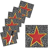 Starboling 25Pcs Movie Star Sticker Decorations,Star Movie Theme Party Decorations,Red Carpet Oscar Party Decorations,Hollywood Party Decorations(Red )