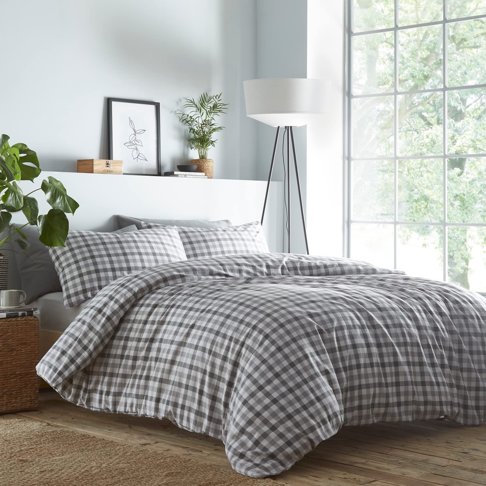 Portfolio Duvet Cover Set, Polycotton, Grey, Super King