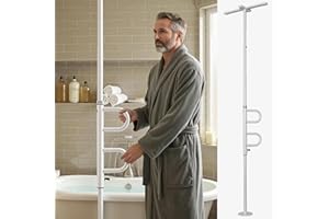 MCombo Floor-to-Ceiling Transfer Pole for seniors (6.8-9.9 Feet), Elderly Tension-Mounted Safty Pole with pivoting grab bar, 
