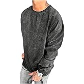 SOLY HUX Men's Corduroy Sweatshirt Long Sleeve Crew Neck Casual Pullover Tops for Fall Winter