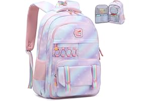 KIDNUO Girls Backpack 15.6 Inch Laptop School Bag Cute Kids Kindergarten Elementary Backpacks Middle Schoolbag Large Bookbags for Women Teens Students Anti Theft Travel Daypack (Purple)