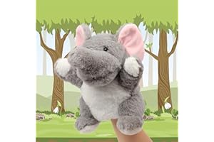 Cuteoy Plush Elephant Hand Puppet Stuffed Animal Toy Open Movable Mouth Creative Role Play Storytelling Plushies Gifts for Kids Toddlers Birthday Christmas
