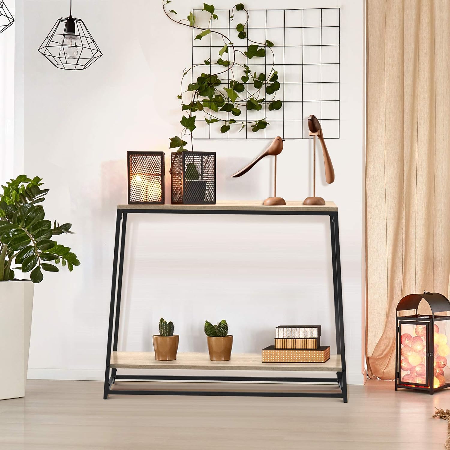 SpringSun Console Sofa Table, Entryway Table with 2-Tier Storage Shelves for Living Room, Bedroom, Balcony and Hallway: Kitchen & Dining