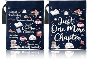 Feifeiya 2 Pcs Christmas Book Lover Gift Just One More Chapter Book Sleeve Dark Romantic Merch Black Waterproof Bookcover with Zipper Pouch Front Pocket Romantic Gift for Xmas Booklover Reader Reading