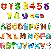 Magnetic Uppercase Letters and Numbers, Educational Learning Tool for Kids Word Recognition 39 Pieces Magnets Include 26 Colo
