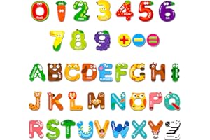 Magnetic Uppercase Letters and Numbers, Educational Learning Tool for Kids Word Recognition 39 Pieces Magnets Include 26 Colo