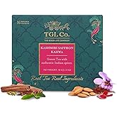 TGL Co. Kashmiri Kahwa Tea | Saffron-Infused Loose Green Tea with Cardamom, Cinnamon, Clove, Almonds | Authentic Indian Spiced Tea Blend (16 Tea Bags)