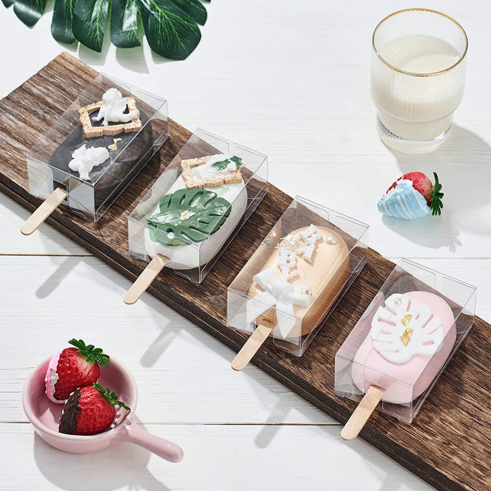 50 Pack Clear Plastic Cakesicle Box Popsicle Ice Cream Packing Boxes Gift Favor Boxes for