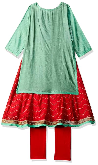 Straight Cotton Salwar Suit Set (KW2078_Mint Green and Red_7)