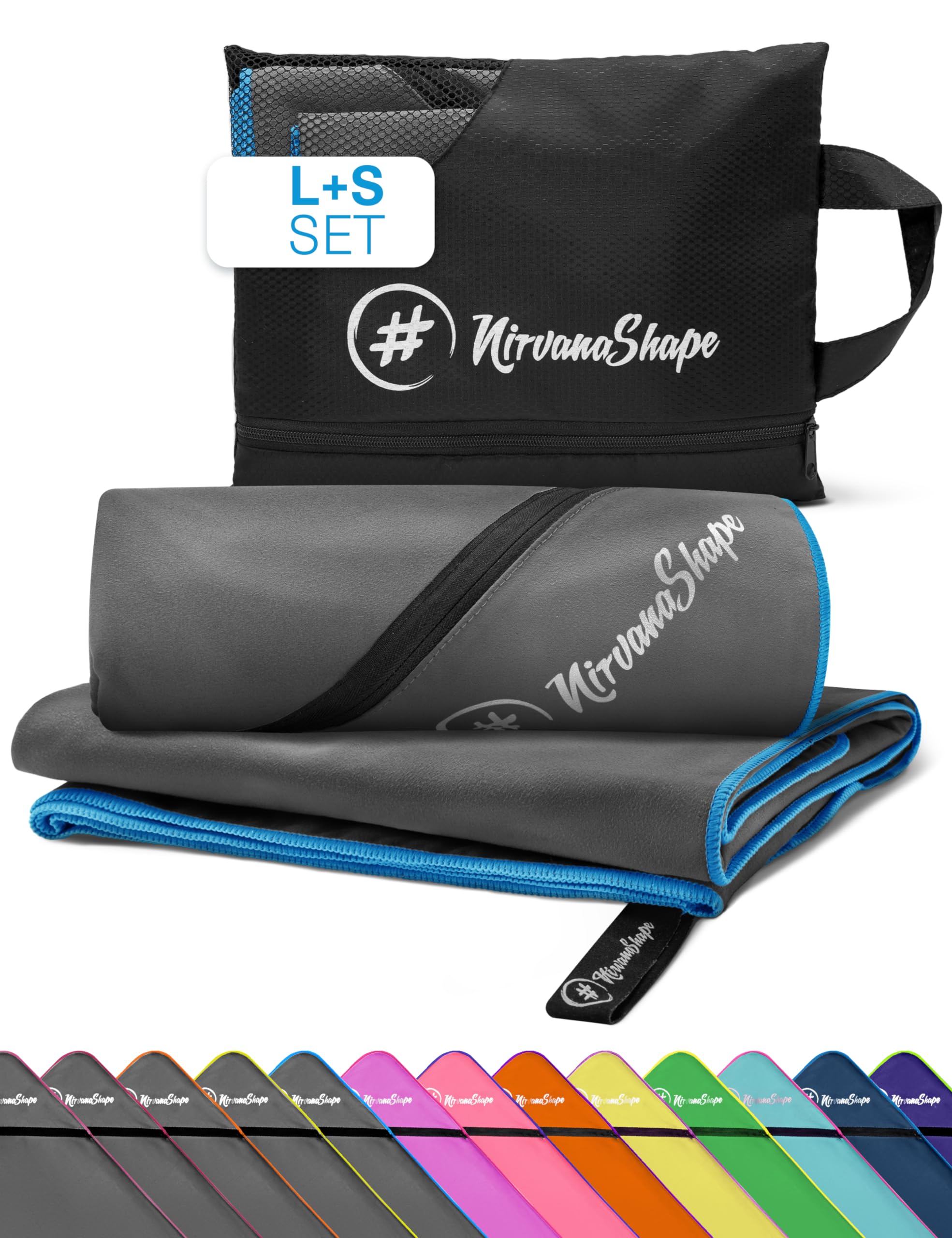 NirvanaShape Microfiber Towel, Absorbent, Lightweight, Quick-Drying, Ideal for Travel, Sports, Fitness, Yoga, Sauna, Swimming