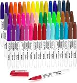 Shuttle Art 48 Permanent Markers Fine Tip; Vivid Colors for Plastic Wood Glass