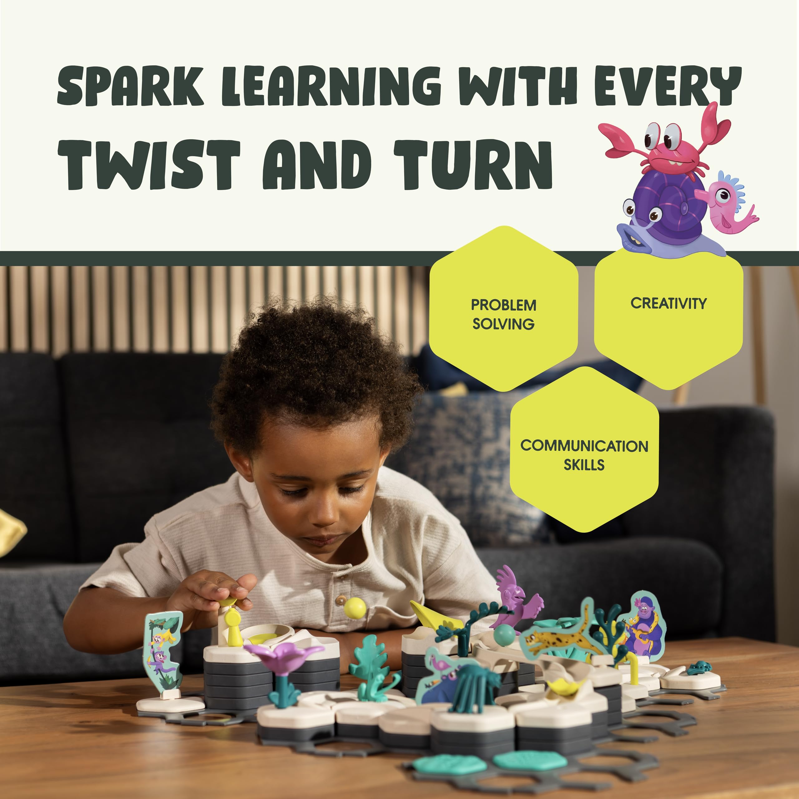 Ravensburger GraviTrax Junior Starter Set - My Ocean - 58-Piece Marble Run Game - Fun and Educational Preschool Marble Building - STEM-Friendly, Interactive Learning - Kids Age 3 and Older