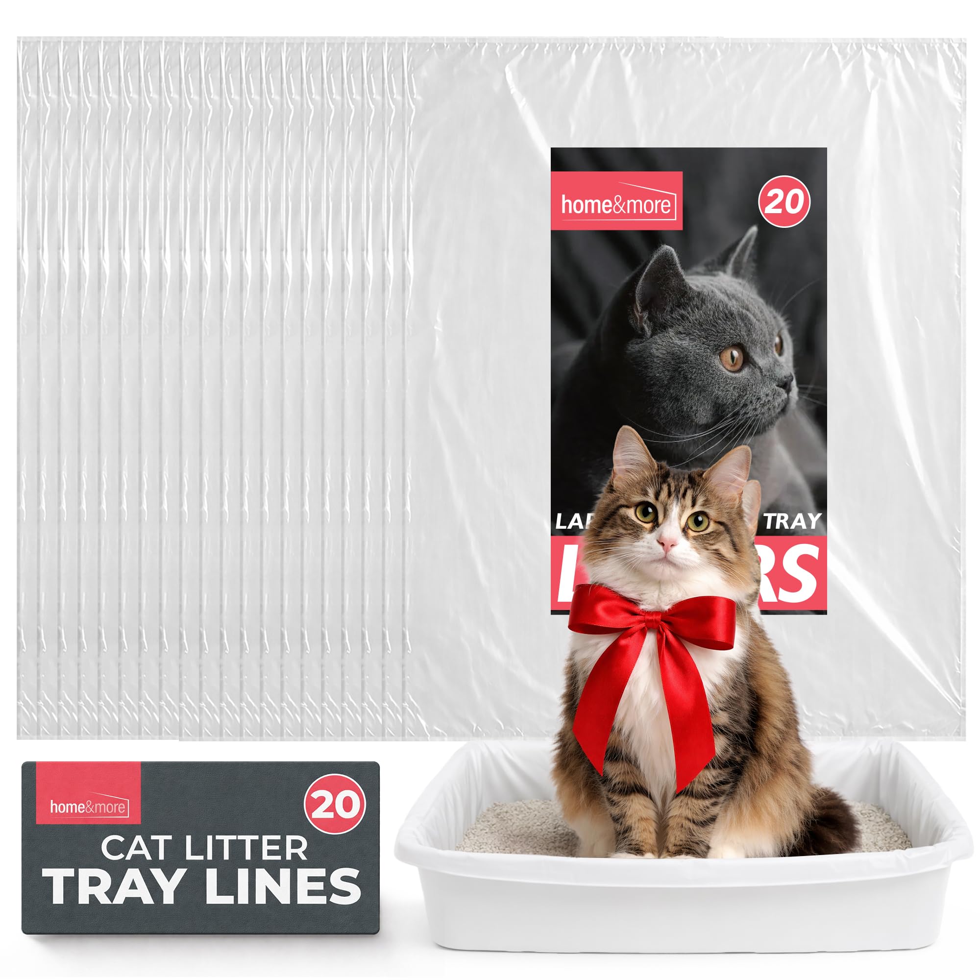 SOL 20pk Bulk Extra Large Cat Litter Tray Liners, 56x70cm Thick Leak Proof Litter Bags, Tear-Resistant Leak Proof Design for Easy Cleanup, Fit to Small to Large Cat Tray, Effortless Setup & Removal