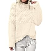 PRETTYGARDEN Oversized Sweaters for Women 2025 Fall Cute Cable Knit Long Sleeve Crewneck Chunky Pullover Tops Winter Clothing