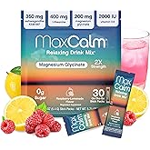 Max Calm Relaxing Drink Mix | Raspberry-Lemonade Flavor | Magnesium & KSM-66 Ashwagandha Supplement | Supports Relaxation | 30 Single-Serve Packets