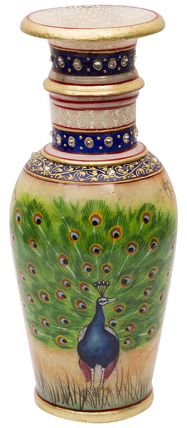 Buy Alka Creations Marble Peacock Vase Real Gold Online At Low
