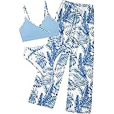 Oranchids Girls Swimsuit 3 Piece Tropical Print Bathing Suit V Neck Bikini Set with Quick Dry Cover Up Pants 9-16Y