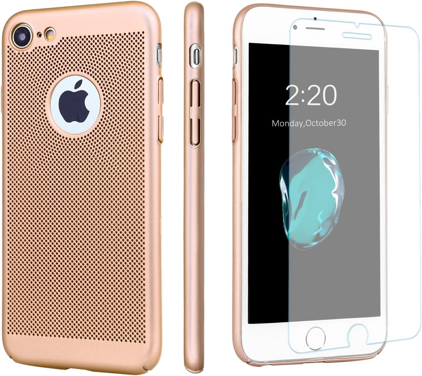 iPhone 7 Case, iPhone 8 Case Accessories Shockproof Ultra Thin Slim Fit Anti-Scratch Heavy Duty Hybrid Hard Shell Protective Cover for Apple iPhone 8 (2017) iPhone 7 (2016) - Gold